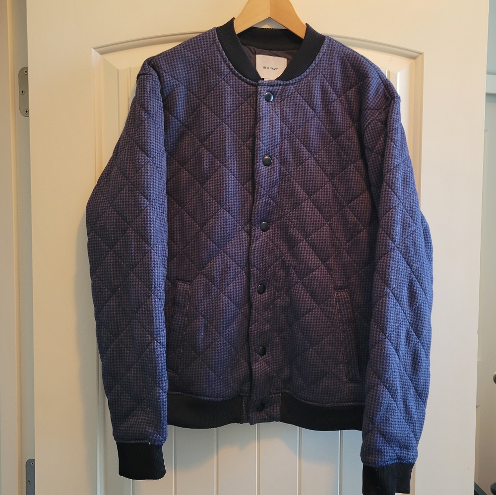 Old Navy Men's Quilted Navy Herringbone Jacket